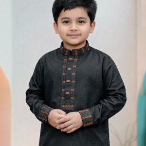 ১৬–৩৬ সাইজ: প্রিমিয়াম ব্ল্যাক কাফ হাতা পাঞ্জাবি